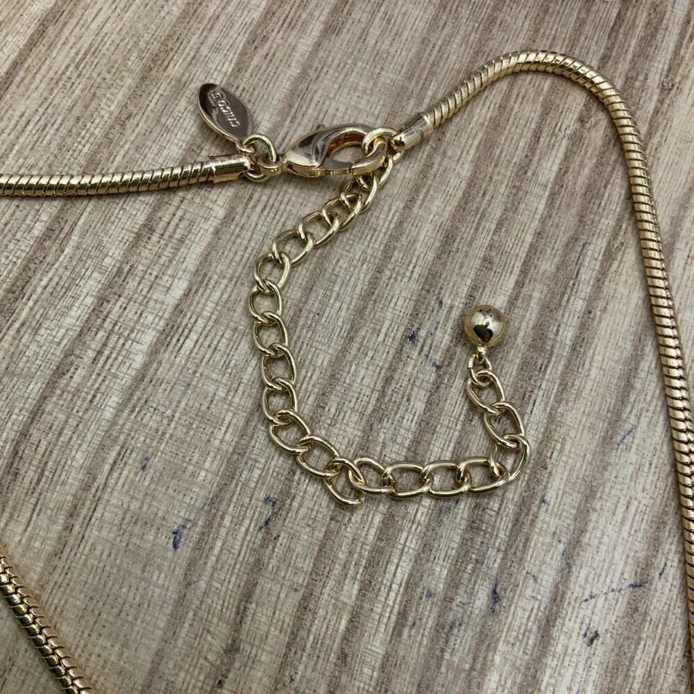 Chico's Openwork Black & Gold Tone Enamel Pendant Necklace